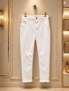 NWOT Hudson 25 Waist  Jeans White Ankle Crop Raw-Hem Slim